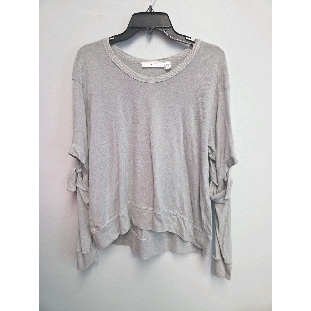 WILT Womens M Top Shirt Top Tunic Long Sleeve Hi Low Tee Bow Tie Sleeves